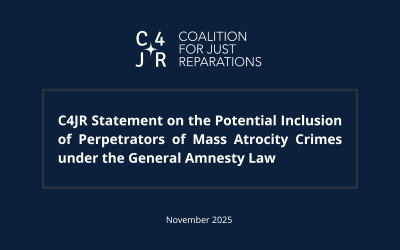 C4JR Statement on the Potential Inclusion of Perpetrators of Mass Atrocity Crimes under the General Amnesty Law